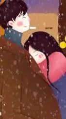 温馨情侣下雪大雪节气视频的预览图